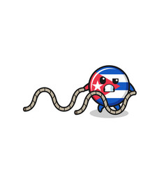 Cuba Flag Doing Battle Rope Workout