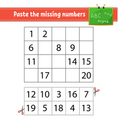 Paste The Missing Numbers 1-20 Game For Children