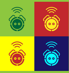 Pop Art Robot Vacuum Cleaner Icon Isolated