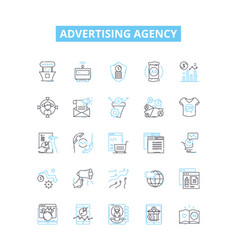 Advertising Agency Line Icons Set Agency