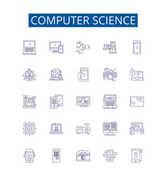 Computer Science Line Icons Signs Set Design