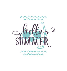 Flat Style Logo With Hello Summer Text And Scuba