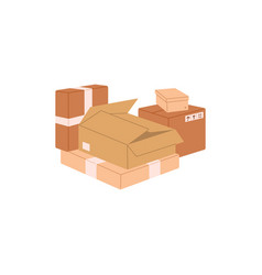 Pile Of Cardboard Boxes Moving Concept - Flat