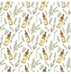 Rosemary Essential Oil Seamless Pattern Amber