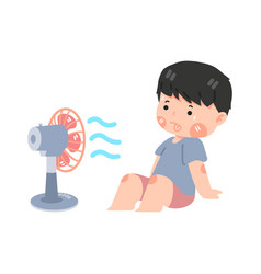 Summer Kid Blowing Electric Fan