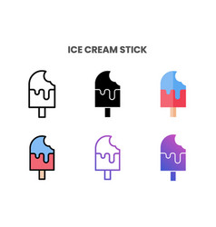 Ice Cream Stick Icons Set With Different Styles