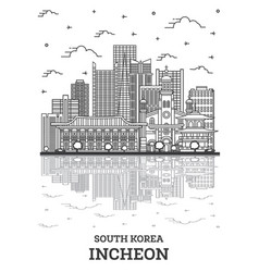 Outline Incheon South Korea City Skyline