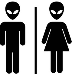 Alien Couple Funny Restroom Bathroom Sign Space