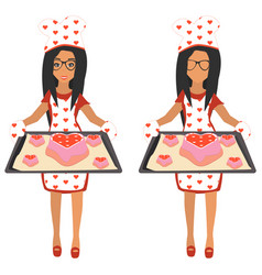 Cute Woman Holding Baking Tray