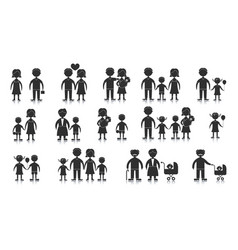 Set Of Family Avatar Icons Black And White Color