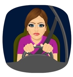 Sleepy Female Driver Dozing Off While Driving