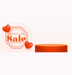 Valentines Day Sale Banner With 3d Podium