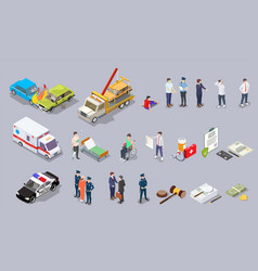 Car Accident Isometric Set Of Icons