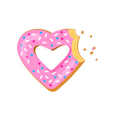 Donut Heart Bite Icon For Valentines Day