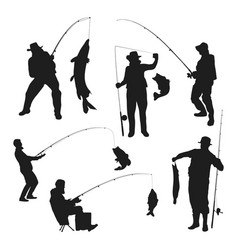 Fishing Man Silhouette Set