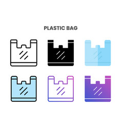 Plastic Bag Icons Set With Different Styles