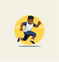 Running Man Cartoon African American Athlete