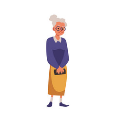 Senior Woman In Eyeglasses Holding Her Purse