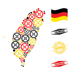 Industrial Collage Taiwan Map In German Flag