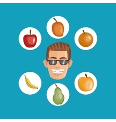 Person Surrounded Assorted Healthy Food Icons