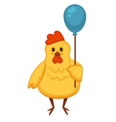 Ridiculous Plump Chicken That Holds Blue Balloon