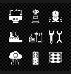 Set Assembly Line Antenna Robot And Digital Time