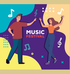 Music Festival Lettering With Couple Dancing