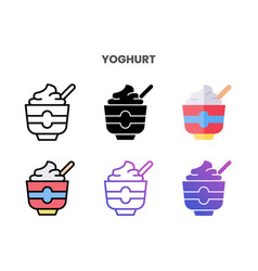 Yoghurt Icons Set With Different Styles