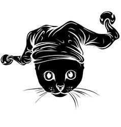 Black Silhouette Of Cat Head With Joker Hat