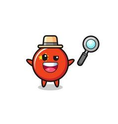 China Flag Badge Mascot As A Detective Who