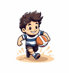 Cute Boy Playing Basketball Cartoon Isolated