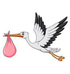 Cute Stork Carrying Bag Cartoon