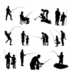 Fishing Silhouette Fishing Man Silhouette Set