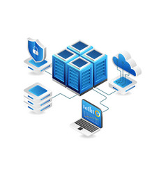 Flat Isometric 3d Cloud Server Network Security