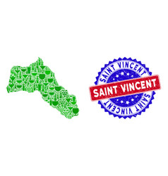 Bicolor Saint Vincent Distress Rubber Stamp