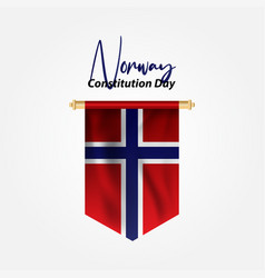 Norway Constitution Day With Ribbon And Flag