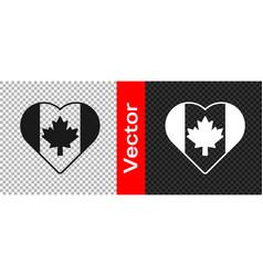 Black Heart Shaped Canada Flag Icon Isolated