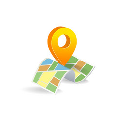 Flat Isometric 3d Concept Map And Location Symbol