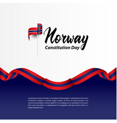 Norway Constitution Day With Ribbon And Flag