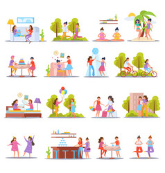 Girls Friendship Orthogonal Icons