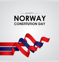 Norway Constitution Day With Ribbon And Flag