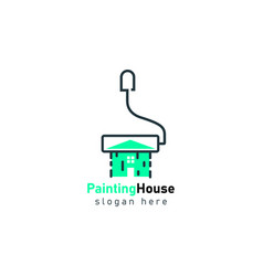 Painting House Roller Paint Logo Design Sign