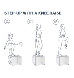 Step Up With A Knee Raise Exercise For Women Home