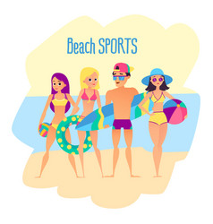 Beach Sports Four Young People On The