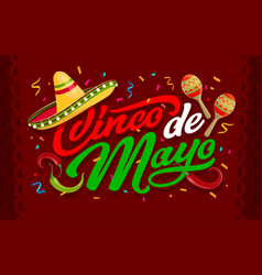 Cinco De Mayo Typography With Sombrero Confetti