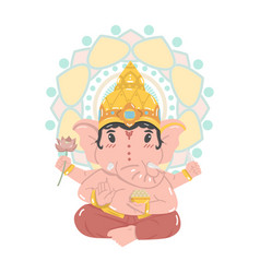 Cute Hindu God Ganesha Character Cartoon