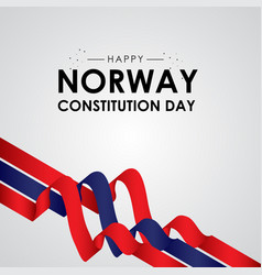 Norway Constitution Day With Ribbon And Flag