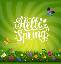 Spring Text Banner With Bokeh And Grass