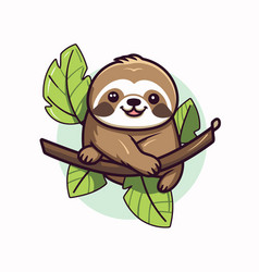 Cute Sloth Sitting On A Tree Branch