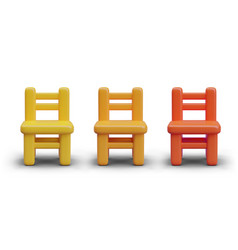 Front View On Yellow Orange And Red Stools